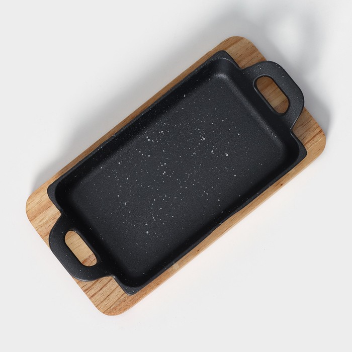 Сковорода чугунная «Ночь», 25×12×3 см, на деревянной подставке Сковорода чугунная «Ночь», 25×12×3 см, на деревянной подставке