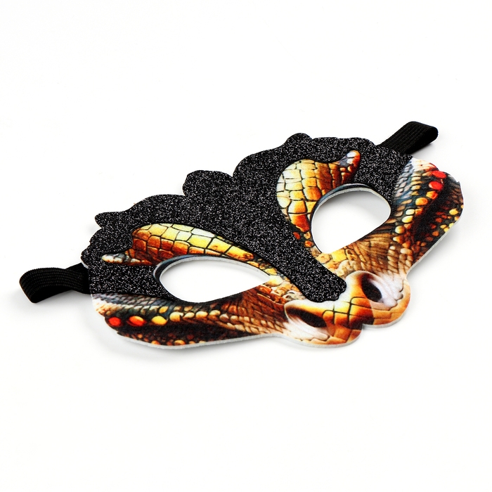 Новый год! Карнавальная маска &laquo;Таинственная змея&raquo; с чёрными блёстками