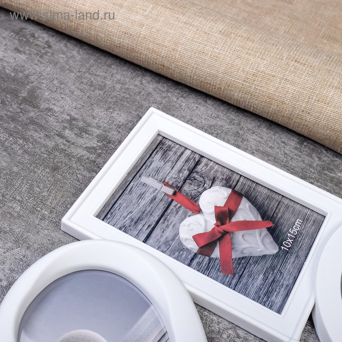 Фоторамка пластик на 6 фото 13х13 см 10х15 см 13х18 см Фоторамка пластик на 6 фото 13х13 см 10х15 см 13х18 см "Семейная" белая 46,5х29,5 см