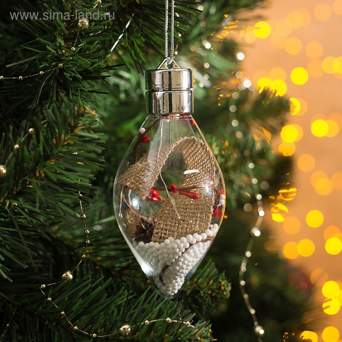 Ёлочный шар &laquo;Новый год&raquo;, батарейки, 5 LED, свечение тёплое белое