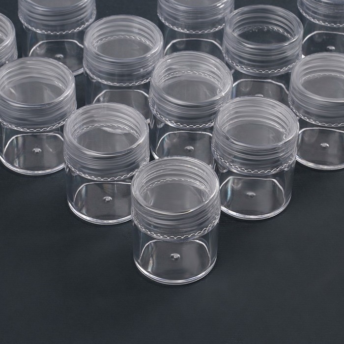 Набор баночек для декора, 30 шт, в органайзере, 6 мл, 16 &times; 13,5 см, цвет прозрачный