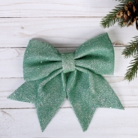 Ёлочная игрушка &laquo;Зимнее волшебство. Бант блеск&raquo; пластик, 20х18 см, светло-зелёный