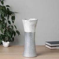 Ваза керамика настольная "Бригэм" талия, d-12.5см, h-29,5х11 см, бело-серый