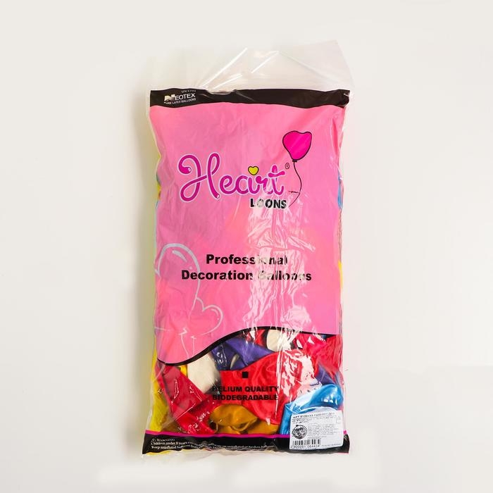 Шар латексный сердце 12", перламутровый, набор 100 шт., цвет МИКС