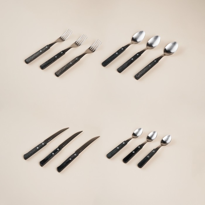 Набор столовых приборов из нержавеющей стали SL Home, 24 предмета, цвет серебряный, цвет ручки коричневый Набор столовых приборов из нержавеющей стали SL Home, 24 предмета, цвет серебряный, цвет ручки коричневый