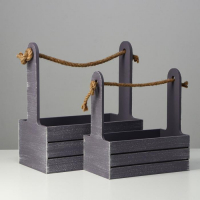 Набор кашпо деревянных 2 в 1 (25.5×15×30; 20×12×23) "Прованс", серый графит Набор кашпо деревянных 2 в 1 (25.5×15×30; 20×12×23) "Прованс", серый графит