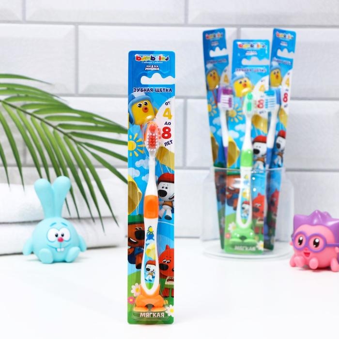 Зубная щётка детская Bambolina &laquo;МиМиМишки&raquo; мягкая, с подушечкой для чистки языка, 4-8 лет