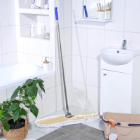 Швабра для мытья пола плоская Доляна, стальная ручка 125 см, широкая х/б насадка 78,5&times;18,5 см