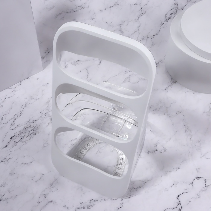 Органайзер для хранения косметических принадлежностей, 3 секции, 16,2 × 13,5 × 33,5 см, цвет белый/прозрачный Органайзер для хранения косметических принадлежностей, 3 секции, 16,2 × 13,5 × 33,5 см, цвет белый/прозрачный