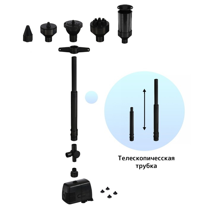 Фонтан садовый HJ-1543, 28 Вт, h = 2 м, 1400 л/ч, кабель 5 м Фонтан садовый HJ-1543, 28 Вт, h = 2 м, 1400 л/ч, кабель 5 м