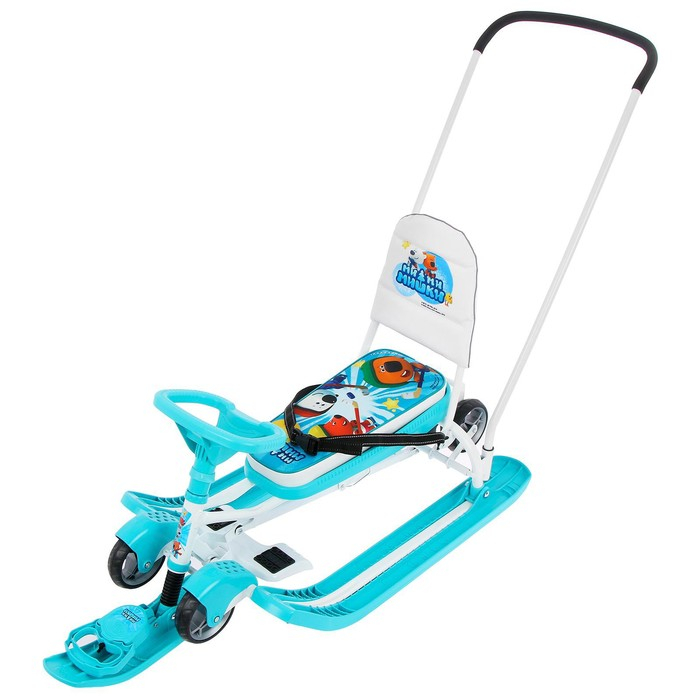 Снегокат с колёсами &laquo;Тимка спорт 6 Ми-ми-мишки&raquo;, с родительской ручкой, со спинкой и ремнём безопасности