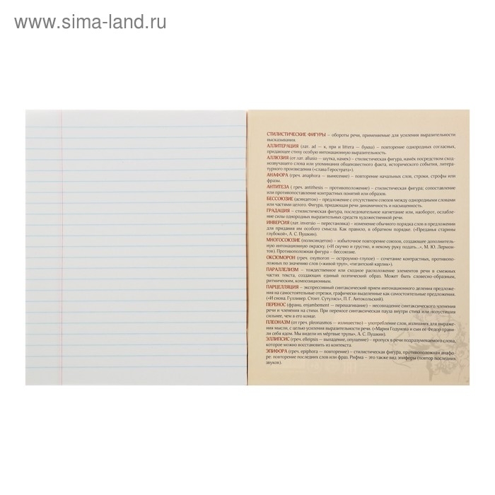 Тетрадь предметная Calligrata "Неон", 48 листов в линию Литература, со справочным материалом, обложка мелованный картон, УФ-лак, блок офсет