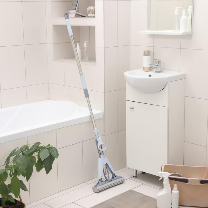 Швабра для мытья пола PVA Доляна, со складным отжимом, насадка 6&times;28 см, телескопическая стальная ручка 105(135) см