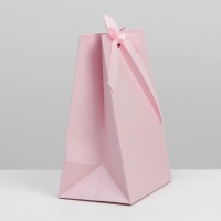 Пакет подарочный с лентой, упаковка, &laquo;Розовый&raquo;, 13 х 19 х 9 см