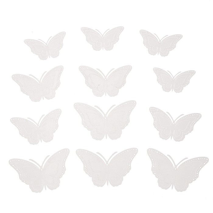 Шар латексный 18" &laquo;Белые бабочки&raquo;, чёрный, с наклейками