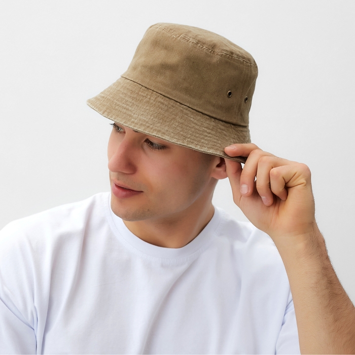 Панама однотонная MINAKU цвет бежевый, размер 56-58 Панама однотонная MINAKU цвет бежевый, размер 56-58