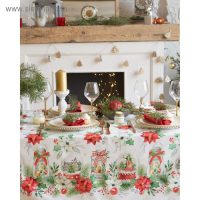 Скатерть "Этель" Christmas red flowers 149х110 см с ГМВО, 100% хл