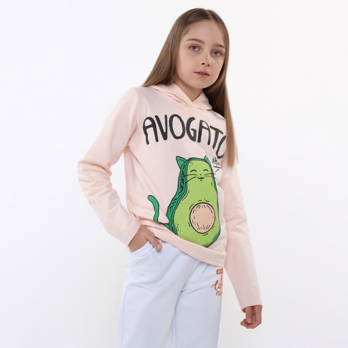 Толстовка для девочек, цвет бежевый , рост 158 см