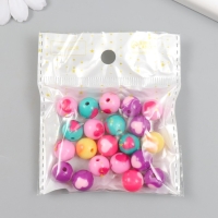 Бусины пластик "Шарик с сердечком" глянец МИКС d=1,2 см набор 20 гр Бусины пластик "Шарик с сердечком" глянец МИКС d=1,2 см набор 20 гр