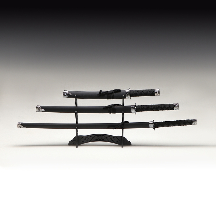 Сув. изделие катаны 3в1 на подставке, ножны кожзам, черная 47/70/89см Сув. изделие катаны 3в1 на подставке, ножны кожзам, черная 47/70/89см