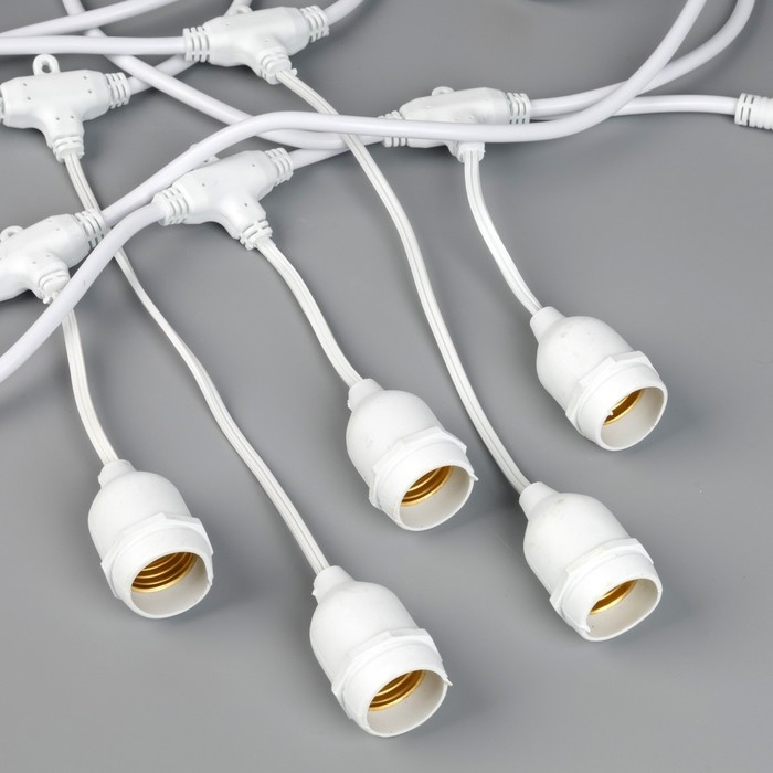 Гирлянда «Ретро белт-лайт» со свесами 10 и 20 см, 10 м, IP54, УМС, 2W, белая нить, шаг 50 см, Е27 (без ламп), 220 В Гирлянда «Ретро белт-лайт» со свесами 10 и 20 см, 10 м, IP54, УМС, 2W, белая нить, шаг 50 см, Е27 (без ламп), 220 В