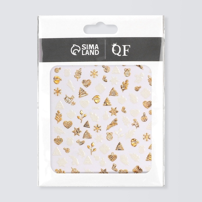 Новый год! Наклейки для ногтей «Праздничное чудо», металлизированные, цвет белый/золотистый Новый год! Наклейки для ногтей «Праздничное чудо», металлизированные, цвет белый/золотистый