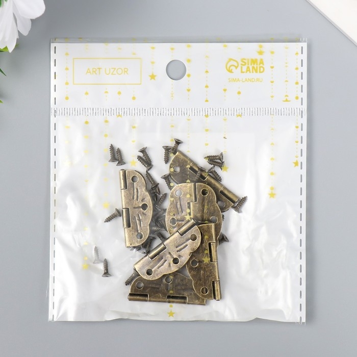 Петля для шкатулки металл фигурная бронза (набор 6 шт) 1,9х2,8 см