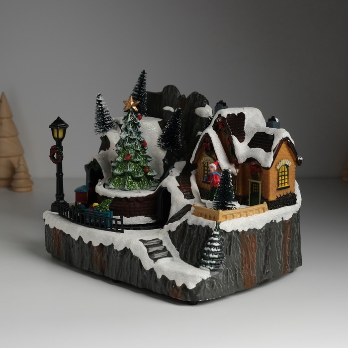 Сувенир пластик световой Сувенир пластик световой "Канун Рождества" крутится 23х15х18 см