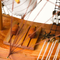 Корабль сувенирный большой &laquo;Крамбол&raquo;, борта светлое дерево, паруса белые, микс 57&times;9&times;49см