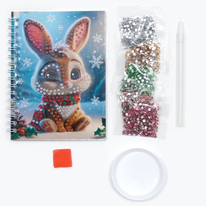 Алмазная мозаика с частичным заполнением для детей на блокноте «Новогодний Зайка», 11 х 15 см, 48 листов Алмазная мозаика с частичным заполнением для детей на блокноте «Новогодний Зайка», 11 х 15 см, 48 листов