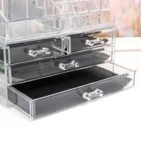 Шкатулка-органайзер пластик 4 ящика прозрачная 18,5х14,5х24 см