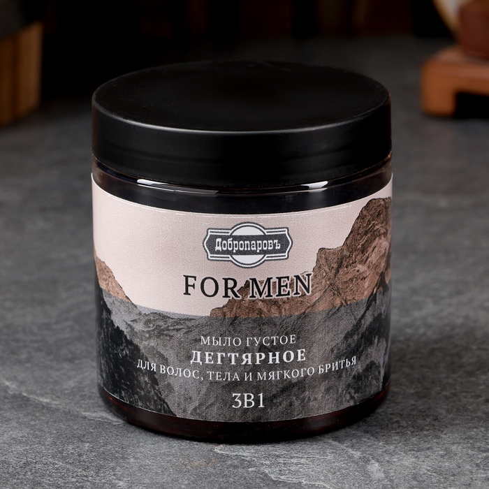 Мыло густое Мыло густое "FOR MEN" 3в1 Дегтярное, черное 280 мл "Добропаровъ"
