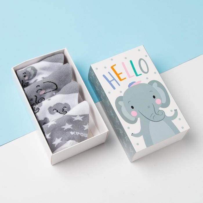 Набор носков Крошка Я «Слоник», 4 пары, 10-12 см Набор носков Крошка Я «Слоник», 4 пары, 10-12 см