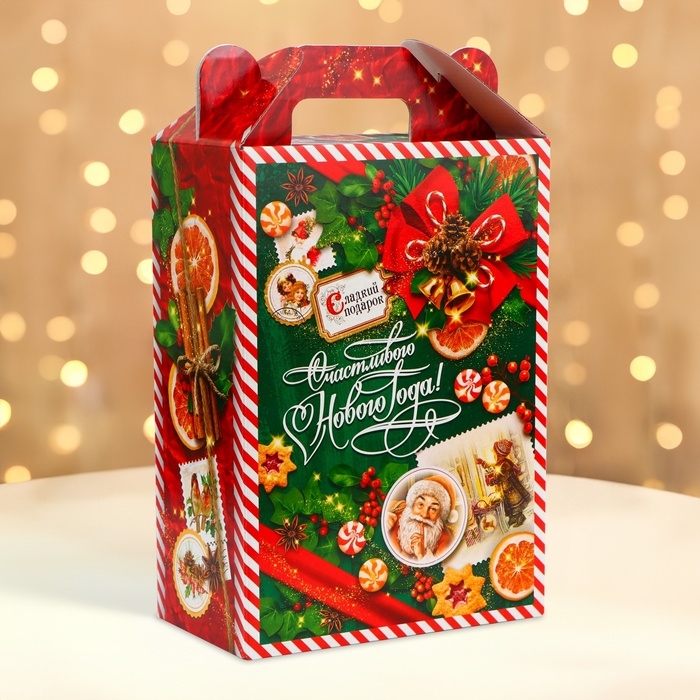 Новый год. Подарочная коробка новогодняя Изумрудный Винтаж 18,5 х 10 х 30,5 см. Новый год. Подарочная коробка новогодняя Изумрудный Винтаж 18,5 х 10 х 30,5 см.