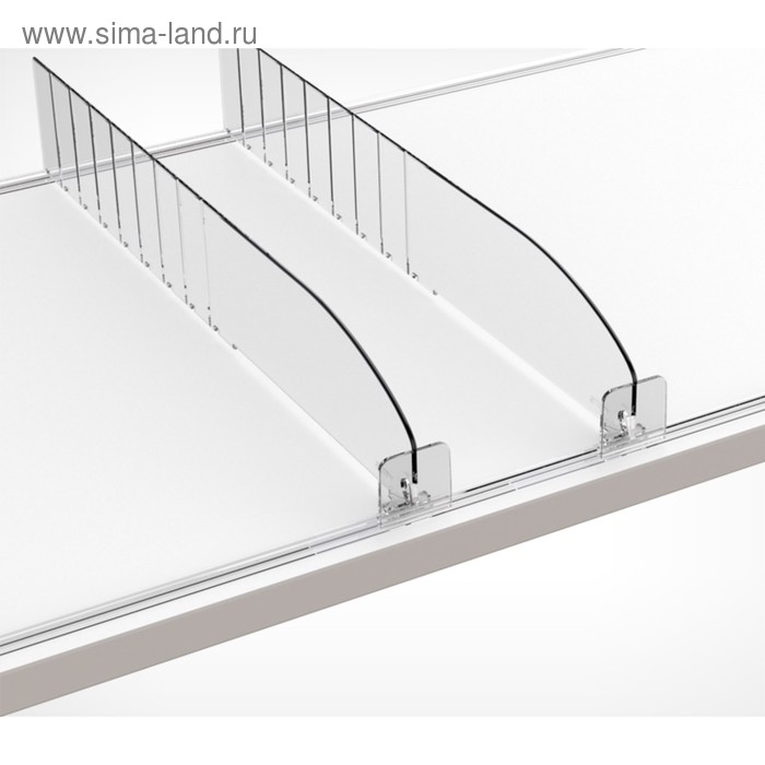 Пластиковый обламывающийся разделитель c передним ограничителем 30 мм, 285-485&times;20&times;60 мм