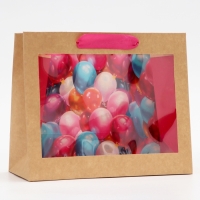 Пакет с PVC окном, "Праздничные шары", 24 х 11 х 20 см Пакет с PVC окном, "Праздничные шары", 24 х 11 х 20 см