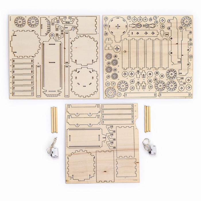 Деревянный конструктор &laquo;Новогодний экспресс ГП&raquo;, 7,5х30х10 см, 108 деталей, с батарейками, 6+