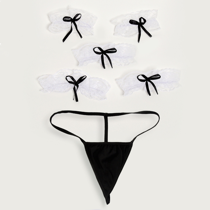 Карнавальный набор &laquo;Горничная&raquo;, р. 36&ndash;46: платье, передник, чулки, ободок, чокер, браслеты 4 шт., трусики