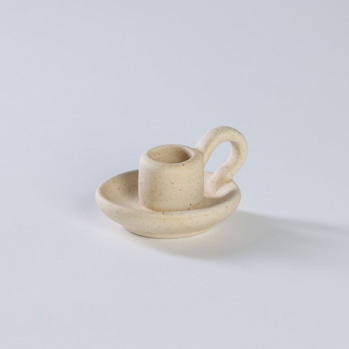 Подсвечник керамический, 8,5&times;5 см, цвет бежевый