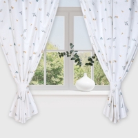 Комплект штор для кухни с подхватами Этель "Полевые цветочки", 150х180 см - 2 шт,  рогожка 176 г/м2