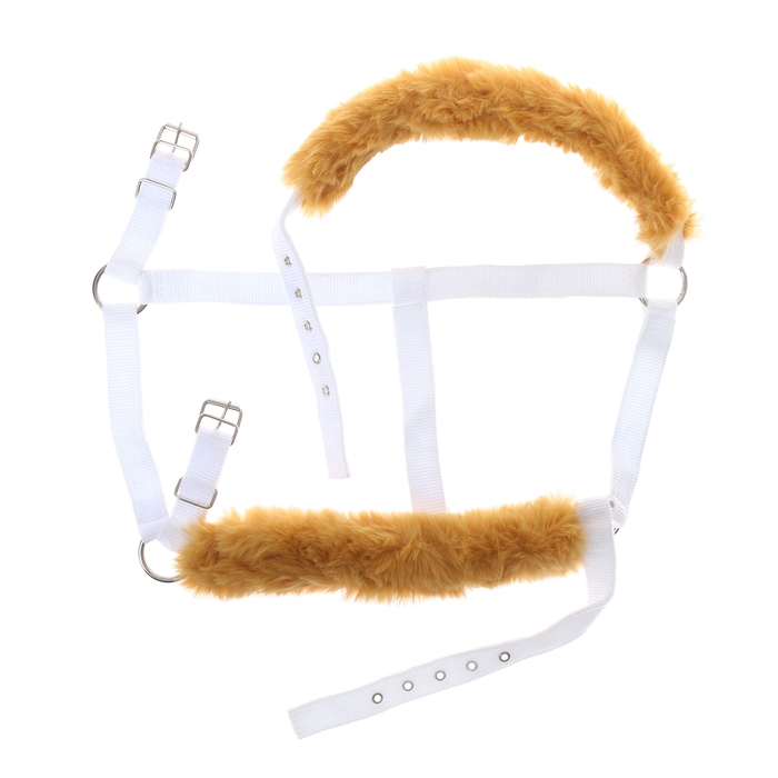 Недоуздок из нейлона с флисовым подкладом, регулируемый размер, белый Недоуздок из нейлона с флисовым подкладом, регулируемый размер, белый