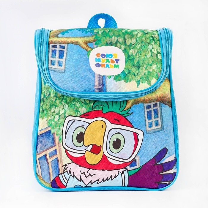 Рюкзак детский на молнии сверху, Текстиль, 20 см х 11 см х 26 см Рюкзак детский на молнии сверху, Текстиль, 20 см х 11 см х 26 см "Попугай Кеша", Союзмультфильм