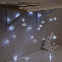 Гирлянда &laquo;Нить&raquo; 4 м с насадками &laquo;Шарик сетка&raquo;, IP20, прозрачная нить, 20 LED, свечение белое, 8 режимов, 220 В