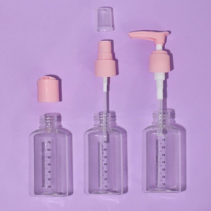 Набор для хранения, 3 предмета, со шкалой деления, цвет розовый Набор для хранения, 3 предмета, со шкалой деления, цвет розовый