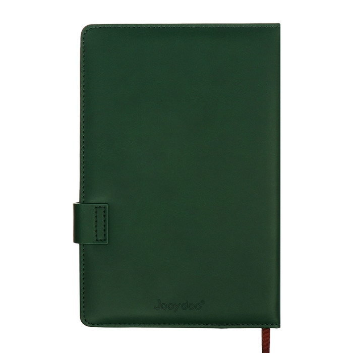 Ежедневник недатированный, А5, 140л, клетка, обл.кожзам, с хлястиком, Полоски изумрудный