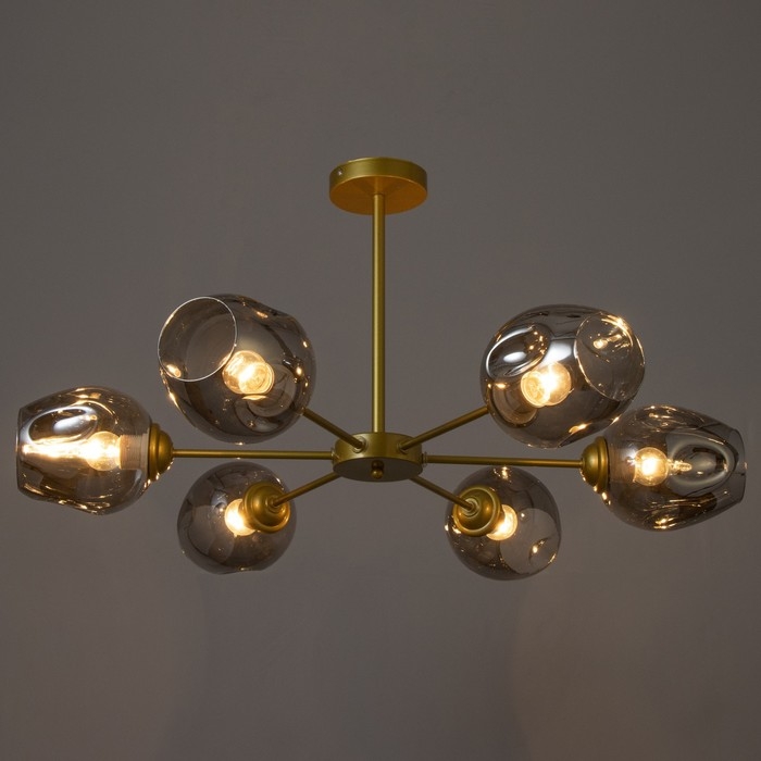 Люстра "Мурано" 6хЕ27 60Вт золото дымчатый 78х78х35см BayerLux