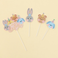 Набор топперов «С днём рождения» зверята Набор топперов «С днём рождения» зверята