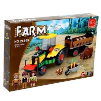 Конструктор Ферма &laquo;Трактор с телегой&raquo;, 262 детали