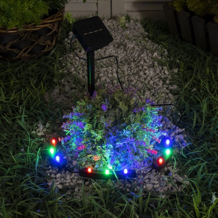 Садовый светильник на солнечной батарее «Обруч», 9 LED, свечение мульти Садовый светильник на солнечной батарее «Обруч», 9 LED, свечение мульти