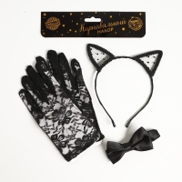 Карнавальный набор &laquo;Мяу&raquo; (ободок + ушки + перчатки + бабочка)